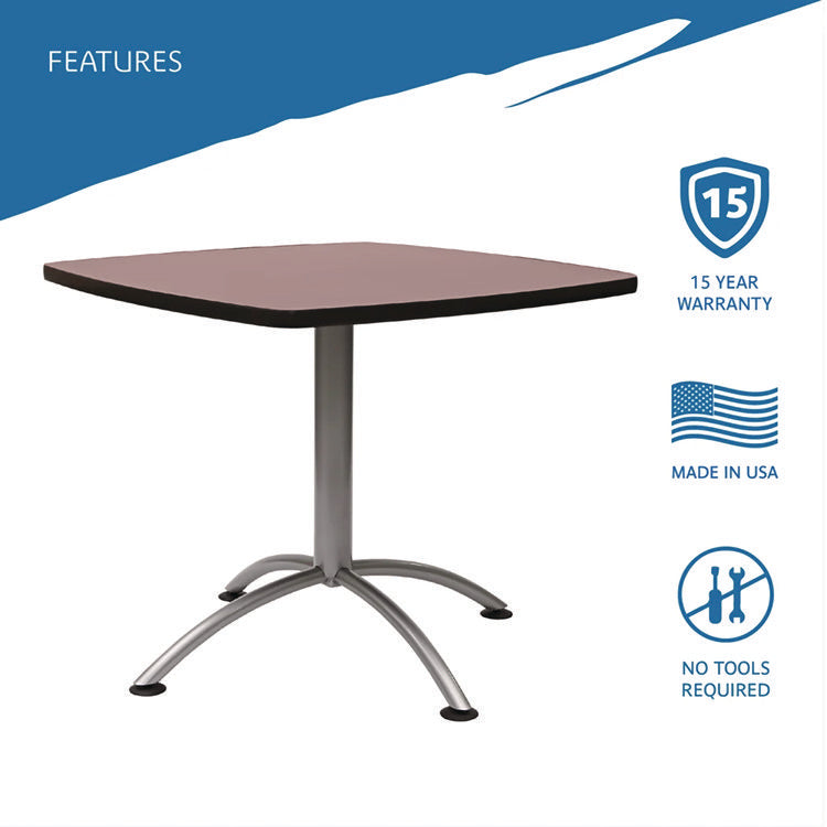 CafeWorks Cafe-Height Table, Square, 36" x 36" x 30", Walnut/Silver
