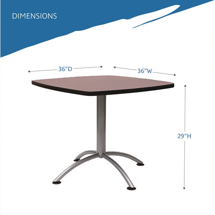 CafeWorks Cafe-Height Table, Square, 36" x 36" x 30", Walnut/Silver