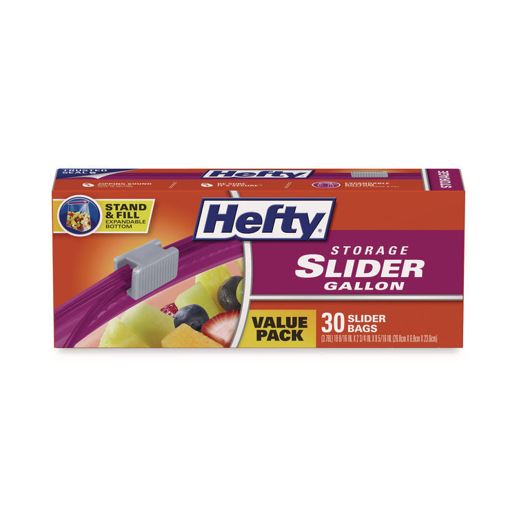 Slider Stand and Fill Food Storage Bags, Gallon, 10.56" x 11", Clear, 30 Bags/Box, 9 Boxes/Carton