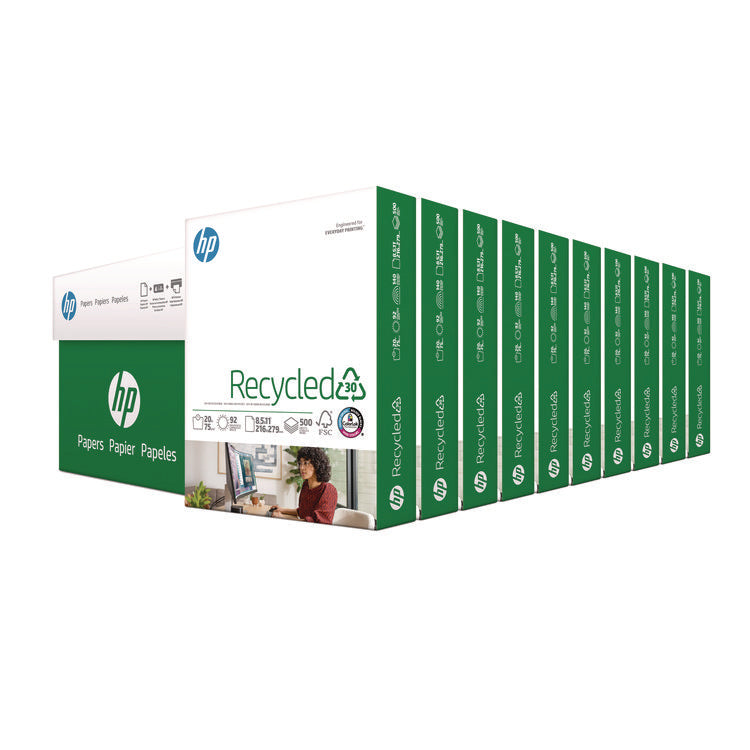 Recycled30 Paper, 92 Bright, 20 lb Bond Weight, 8.5 x 11, White, 500 Sheets/Ream, 10 Reams/Carton