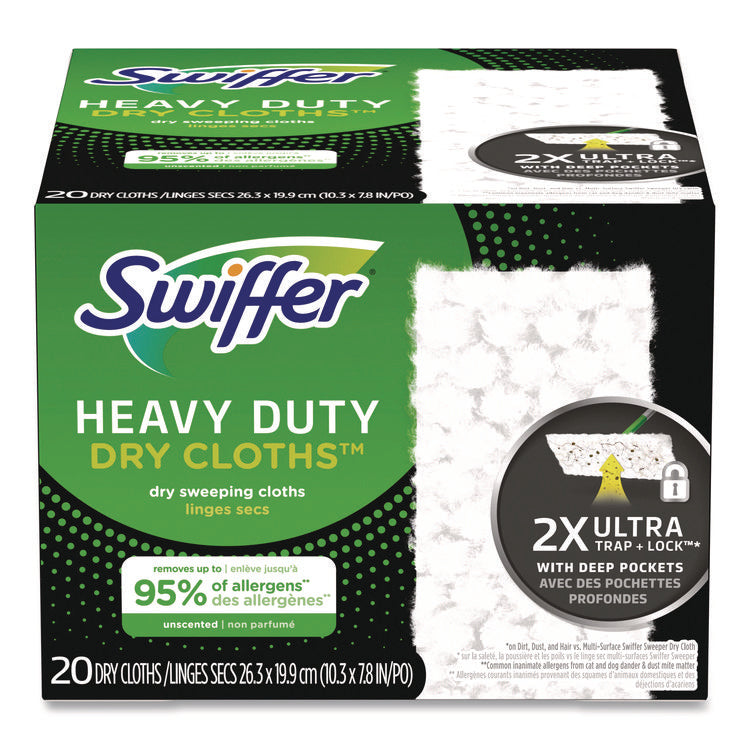 Heavy-Duty Dry Refill Cloths, 10.3 x 7.8, White, 20/Pack, 4 Packs/Carton