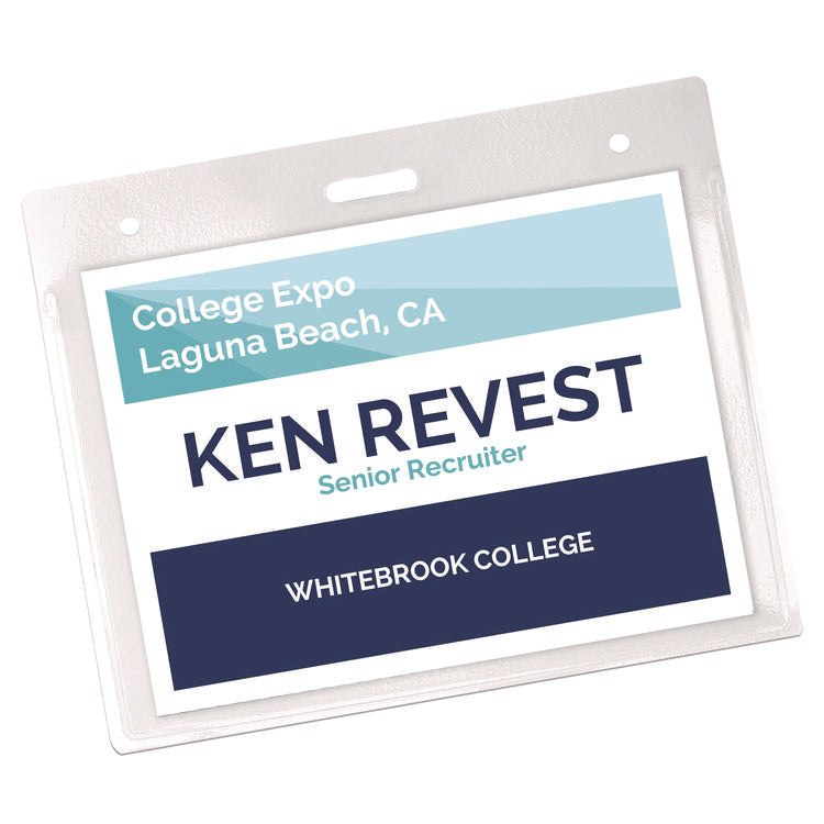 Secure Top Heavy-Duty Badge Holders, Horizontal, 4w X 3h, Clear, 25/pack