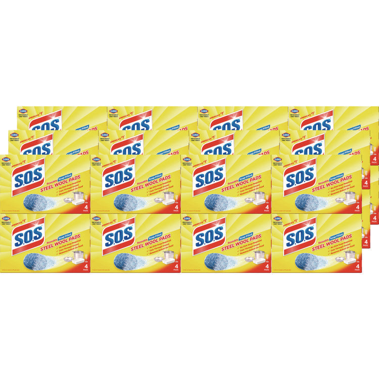 Steel Wool Soap Pad, Steel, 4/box, 24 Boxes/carton