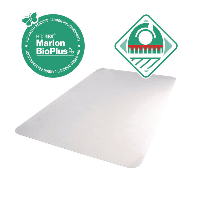 Ecotex Marlon BioPlus Rectangular Polycarbonate Chair Mat for Low/Medium Pile Carpets, Rectangular, 29 x 47, Clear