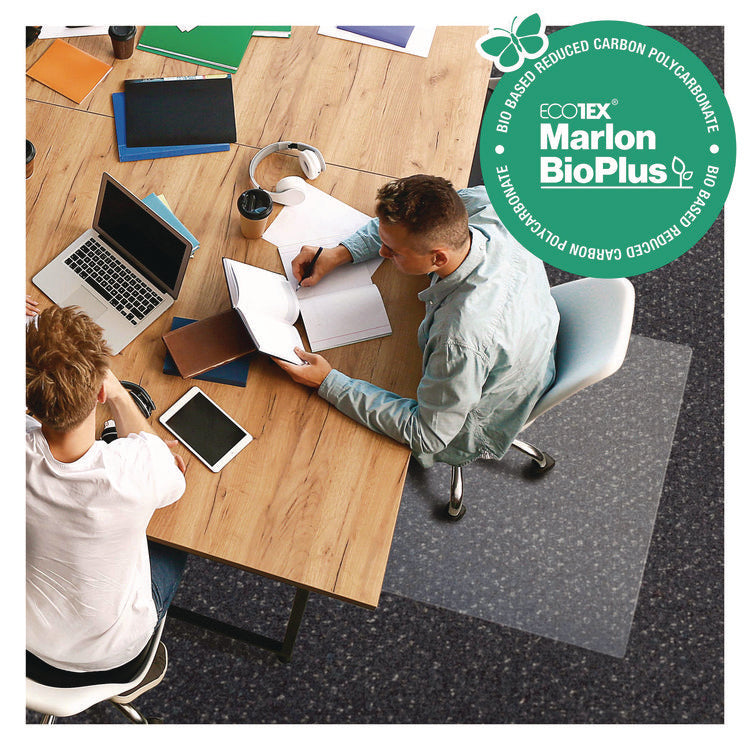 Ecotex Marlon BioPlus Rectangular Polycarbonate Chair Mat for Low/Medium Pile Carpets, Rectangular, 29 x 47, Clear