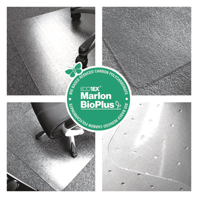 Ecotex Marlon BioPlus Rectangular Polycarbonate Chair Mat for Low/Medium Pile Carpets, Rectangular, 35" w  x 47" l, Clear