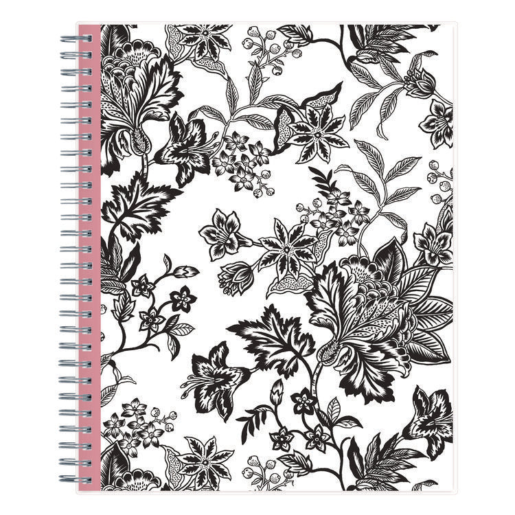 Analeis Monthly Planner, Floral Artwork, 10 x 8, White/Black/Coral Cover, 12-Month (Jan to Dec): 2025