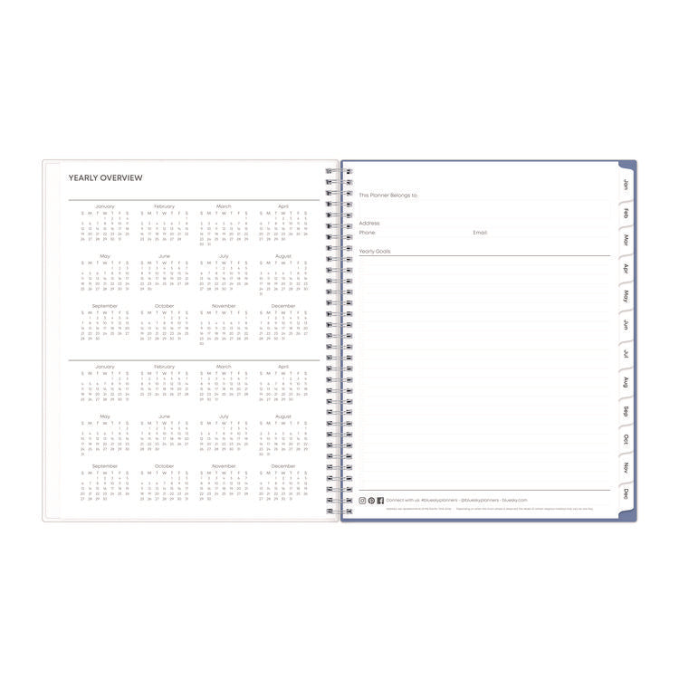 Lindley Weekly/Monthly Planner, Floral Artwork, 11 x 8.5, White/Blue/Green Cover, 12-Month (Jan to Dec): 2025