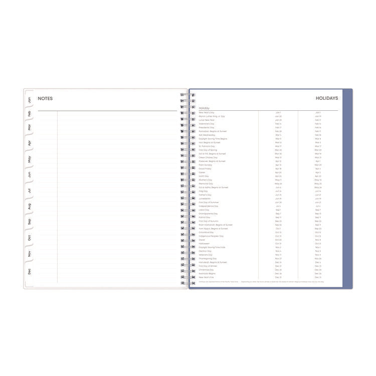 Lindley Weekly/Monthly Planner, Floral Artwork, 11 x 8.5, White/Blue/Green Cover, 12-Month (Jan to Dec): 2025