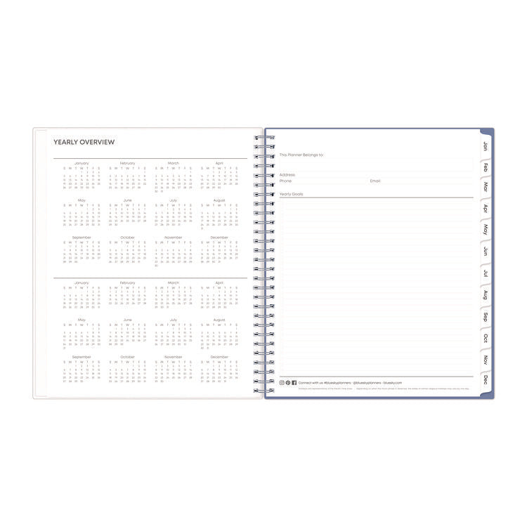Lindley Monthly Planner, Floral Artwork, 10 x 8, White/Blue/Green Cover, 12-Month (Jan to Dec): 2025