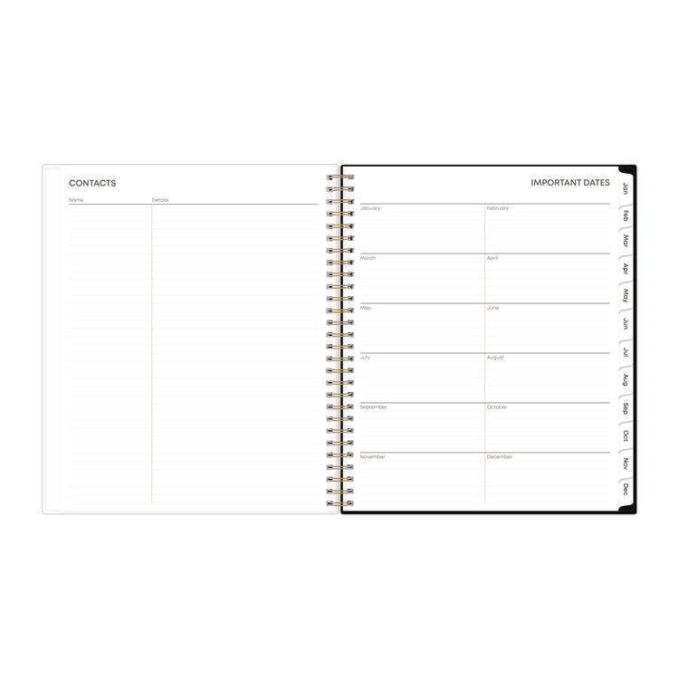 Baccara Dark Monthly Planner, Floral Artwork, 10 x 8, Gray/Black/Gold Cover, 12-Month (Jan to Dec): 2025