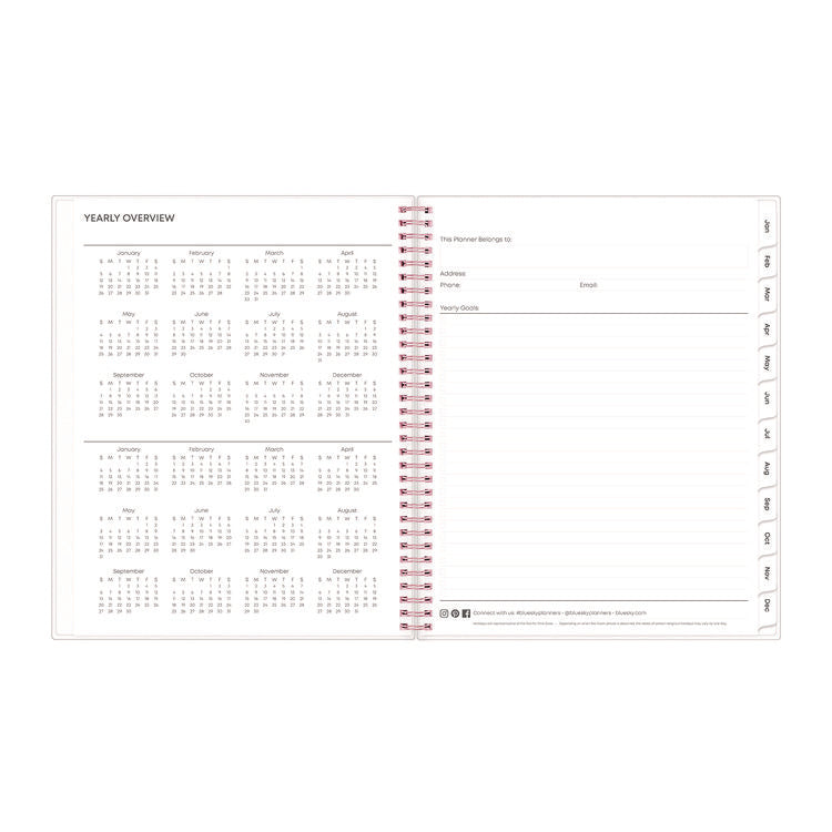 Joselyn Weekly/Monthly Planner, Floral Artwork, 11 x 8.5, Pink/Peach/Black Cover, 12-Month (Jan to Dec): 2025