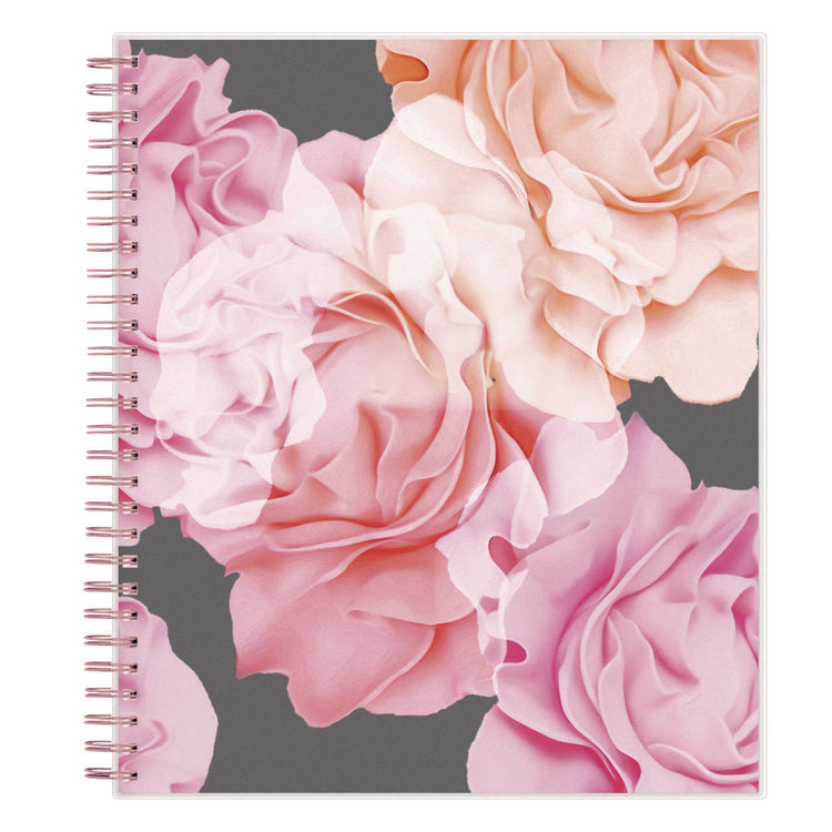 Joselyn Monthly Wirebound Planner, Floral Artwork, 10 x 8, Pink/Peach/Black Cover, 12-Month (Jan to Dec): 2025