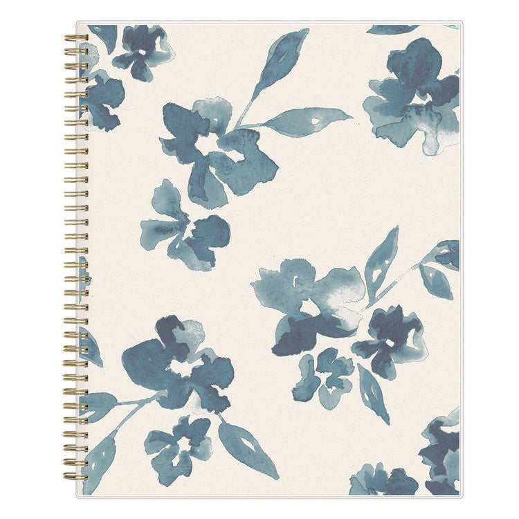 Bakah Blue Weekly/Monthly Planner, Floral Artwork, 11 x 8.5, Blue/White Cover, 12-Month (Jan to Dec): 2025