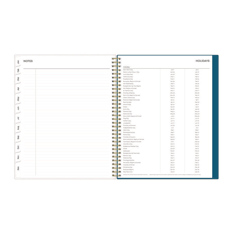 Bakah Blue Weekly/Monthly Planner, Floral Artwork, 11 x 8.5, Blue/White Cover, 12-Month (Jan to Dec): 2025