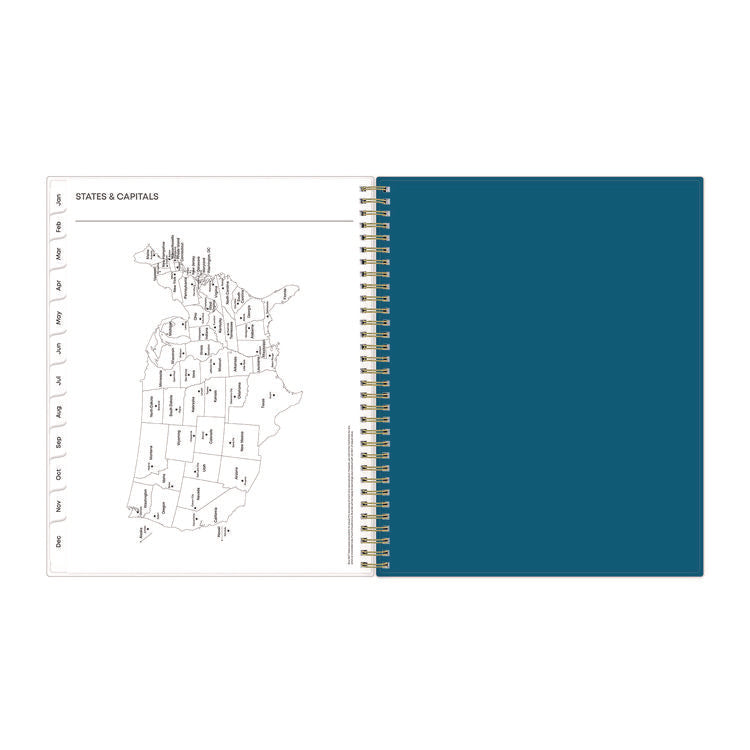 Bakah Blue Weekly/Monthly Planner, Floral Artwork, 11 x 8.5, Blue/White Cover, 12-Month (Jan to Dec): 2025