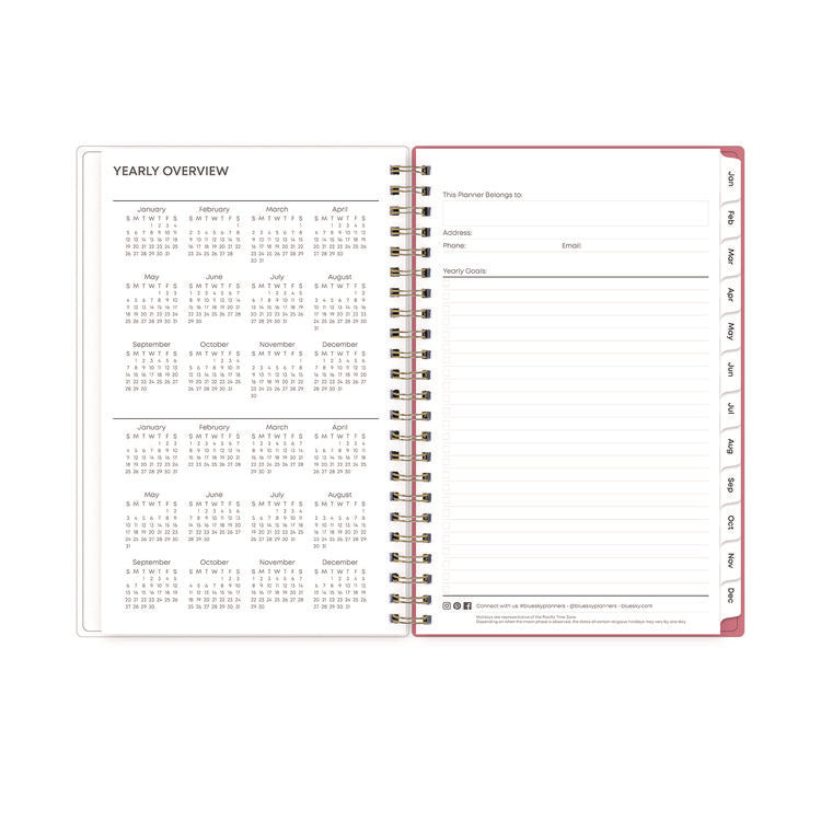 Fly By Frosted Weekly/Monthly Planner, Butterflies Artwork, 8 x 5, Blush/Pink Cover, 12-Month (Jan to Dec): 2025