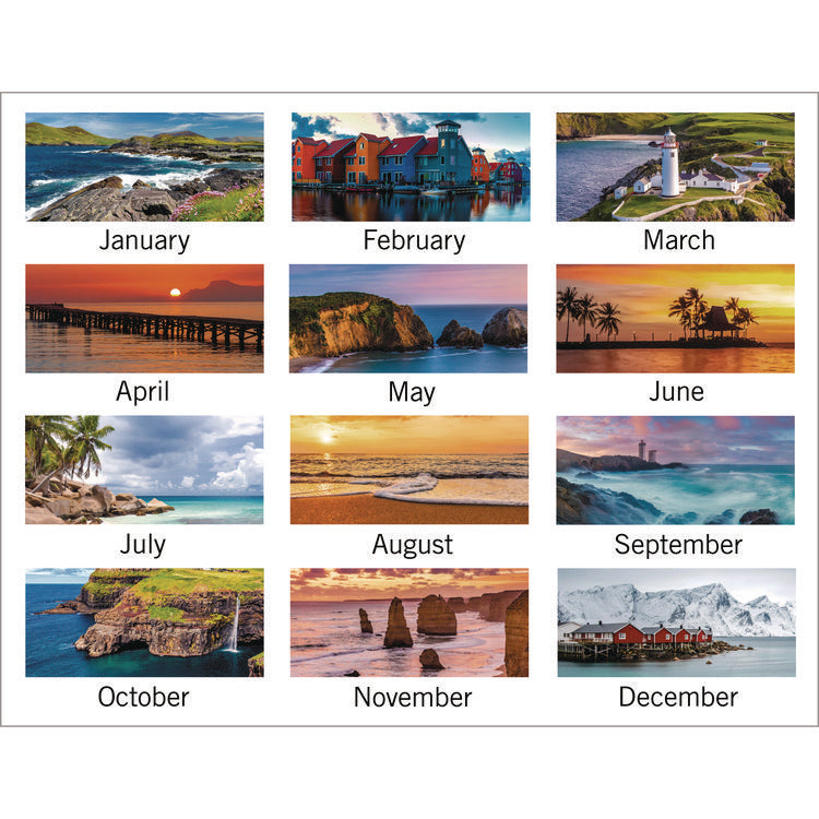 Seascape Panoramic Desk Pad, Seascape Panoramic Photography, 22 x 17, White Sheets, Clear Corners, 12-Month (Jan-Dec): 2025