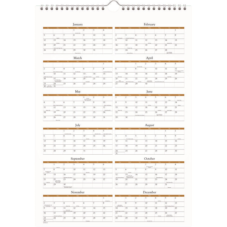 Scenic Monthly Wall Calendar, Landscape Photography, 12 x 17, White/Multicolor Sheets, 12-Month (Jan to Dec): 2025