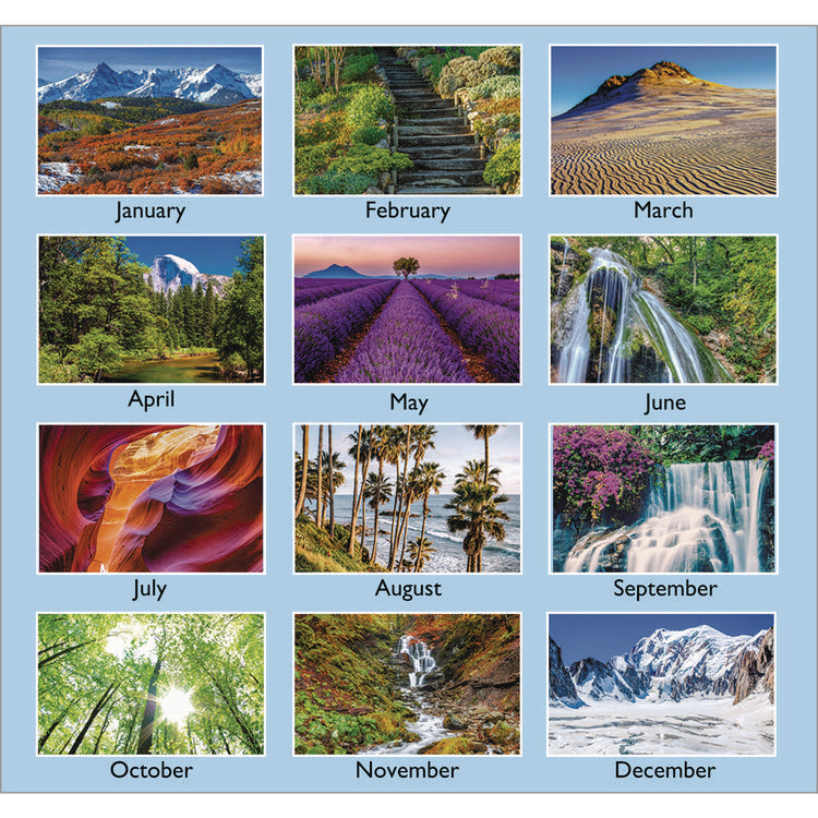 Scenic Monthly Wall Calendar, Landscape Photography, 15.5 x 22.75, White/Multicolor Sheets, 12-Month (Jan-Dec): 2025