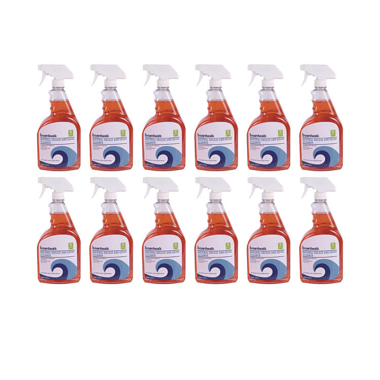 Natural Grease and Grime Cleaner, Unscented, 32 oz Spray Bottle, 12/Carton