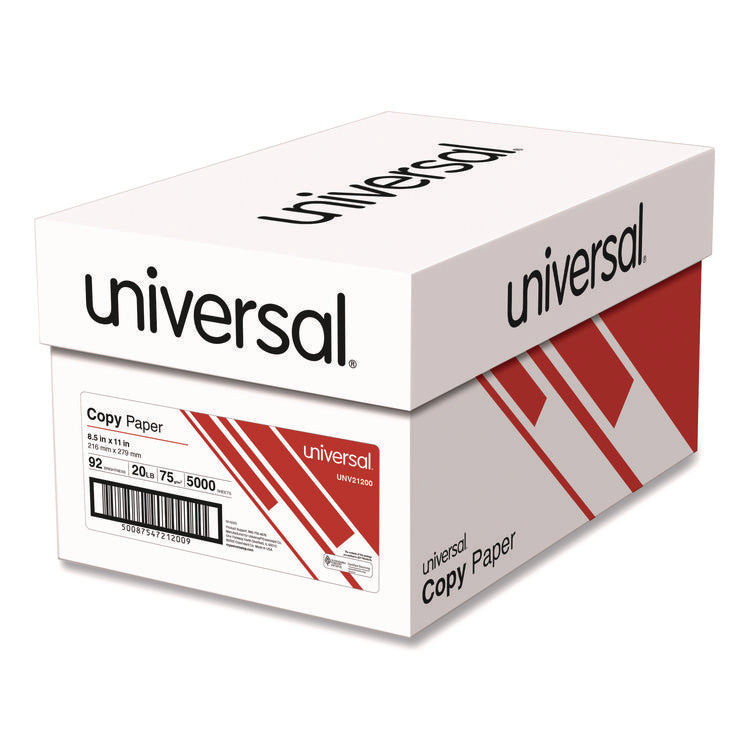 Copy Paper, 92 Bright, 20 lb Bond Weight, 8.5 x 11, White, 500 Sheets/Ream, 10 Reams/Carton, 40 Cartons/Pallet