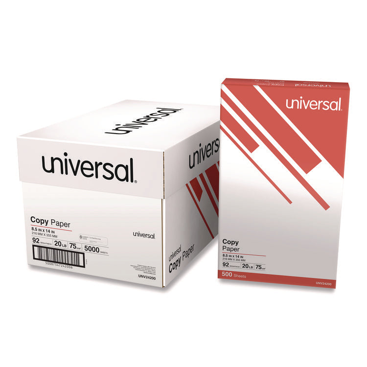 Legal Size Copy Paper, 92 Bright, 20 lb Bond Weight, 8.5 x 14, White, 500 Sheets/Ream, 10 Reams/Carton, 30 Cartons/Pallet