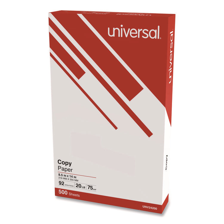 Legal Size Copy Paper, 92 Bright, 20 lb Bond Weight, 8.5 x 14, White, 500 Sheets/Ream, 10 Reams/Carton, 30 Cartons/Pallet