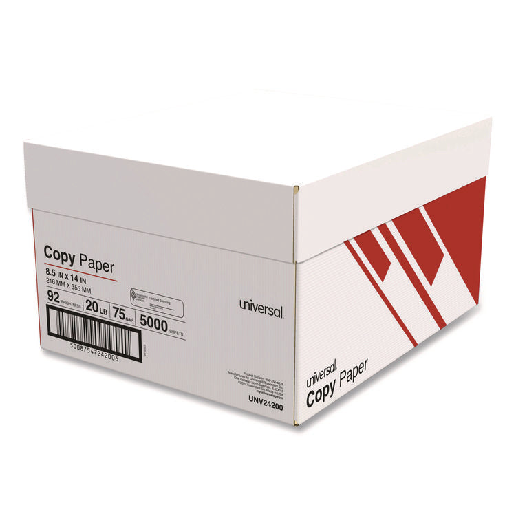 Legal Size Copy Paper, 92 Bright, 20 lb Bond Weight, 8.5 x 14, White, 500 Sheets/Ream, 10 Reams/Carton, 30 Cartons/Pallet