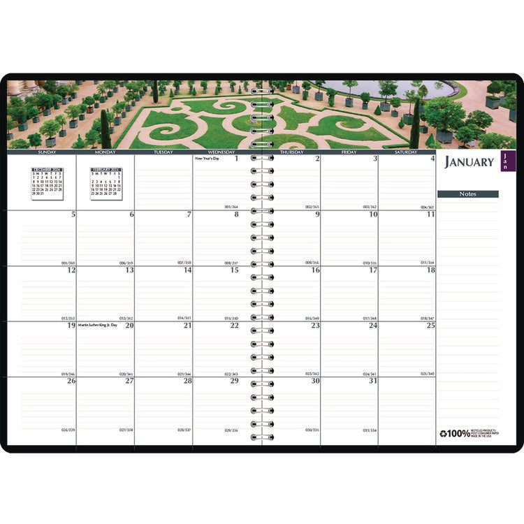 Earthscapes Recycled Weekly/Monthly Planner, Gardens of the World Photography, 10 x 7, Black Cover, 12-Month (Jan-Dec): 2025