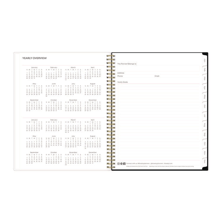 Nevaeh Weekly/Monthly Planner, Floral Artwork, 11 x 8.5, Black/Multicolor Cover, 12-Month (Jan to Dec): 2025