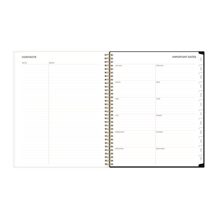 Nevaeh Weekly/Monthly Planner, Floral Artwork, 11 x 8.5, Black/Multicolor Cover, 12-Month (Jan to Dec): 2025