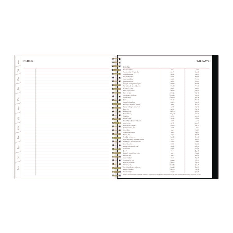 Nevaeh Weekly/Monthly Planner, Floral Artwork, 11 x 8.5, Black/Multicolor Cover, 12-Month (Jan to Dec): 2025