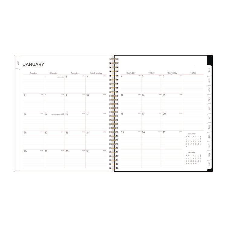 Nevaeh Monthly Planner, Floral Artwork, 10 x 8, Black/Multicolor Cover, 12-Month (Jan to Dec): 2025