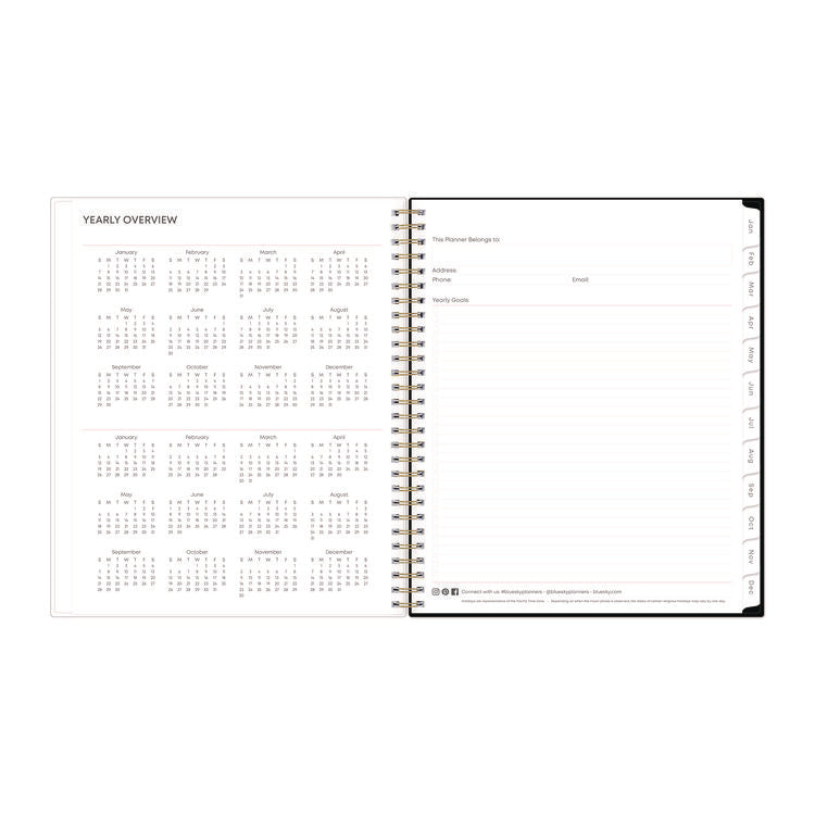 Nevaeh Monthly Planner, Floral Artwork, 10 x 8, Black/Multicolor Cover, 12-Month (Jan to Dec): 2025