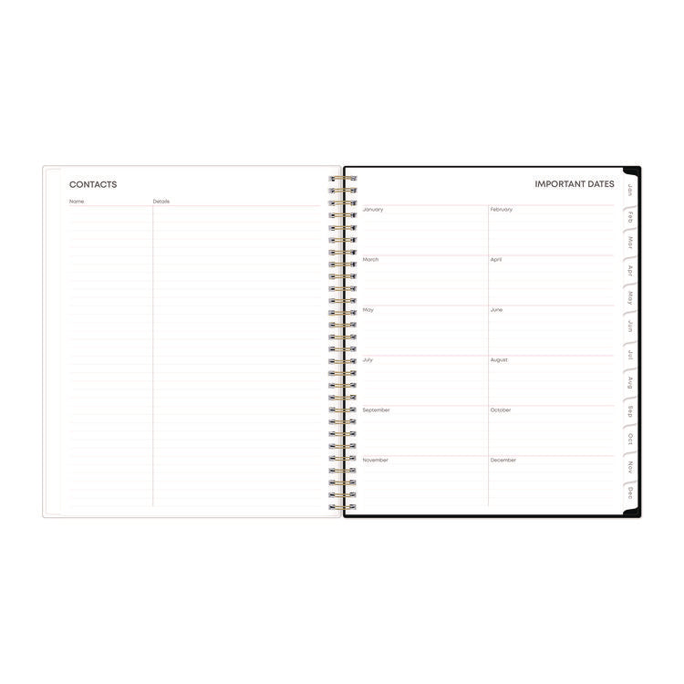 Nevaeh Monthly Planner, Floral Artwork, 10 x 8, Black/Multicolor Cover, 12-Month (Jan to Dec): 2025