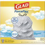 ForceFlex Kitchen Drawstring Trash Bags, 13 gal, Fresh Clean Scent, 24" x 27.38", White, 80 Bags/Box, 3 Boxes/Carton