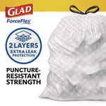 ForceFlex Kitchen Drawstring Trash Bags, 13 gal, Fresh Clean Scent, 24" x 27.38", White, 80 Bags/Box, 3 Boxes/Carton