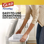 ForceFlex Kitchen Drawstring Trash Bags, 13 gal, Fresh Clean Scent, 24" x 27.38", White, 80 Bags/Box, 3 Boxes/Carton