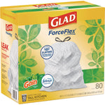 ForceFlex Kitchen Drawstring Trash Bags, 13 gal, Gain Original Scent, 24" x 27.38", White, 80 Bags/Box, 3 Boxes/Carton