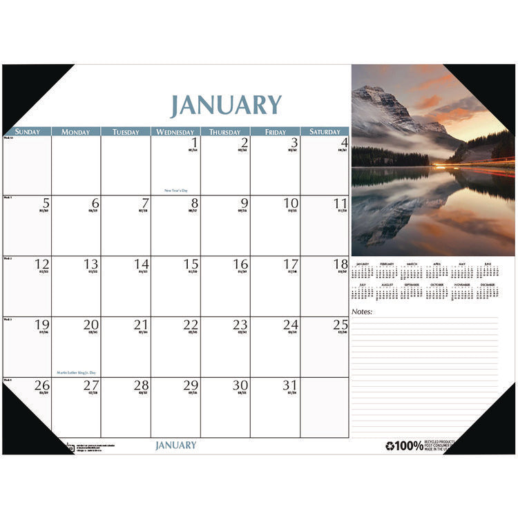 Earthscapes Scenic Desk Pad Calendar, Scenic Photos, 18.5 x 13, White Sheets, Black Binding/Corners,12-Month (Jan-Dec): 2025