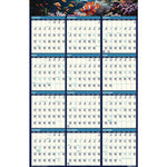 Earthscapes Recycled Reversible/Erasable Yearly Wall Calendar, Sea Life Photos, 24 x 37, White Sheets, 12-Month(Jan-Dec):2025