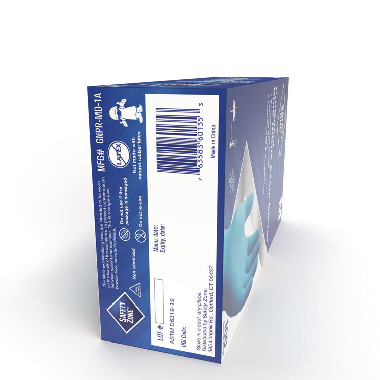 ProGuard Nitrile Gloves, Powder-Free, Medium, 3 mil (Palm), 3.5 mil (Fingers), Blue, 100/Box, 10 Boxes/Carton
