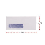 Open-Side Security Tint Business Envelope, 1 Window, #10, Commercial Flap, Gummed Closure, 4.13 x 9.5, White, 500/Box