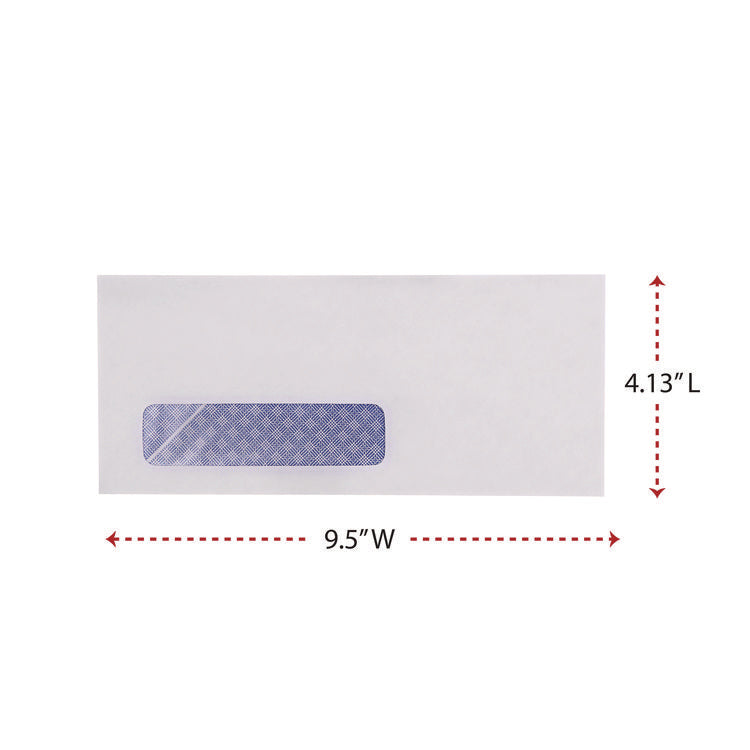 Open-Side Security Tint Business Envelope, 1 Window, #10, Commercial Flap, Gummed Closure, 4.13 x 9.5, White, 500/Box