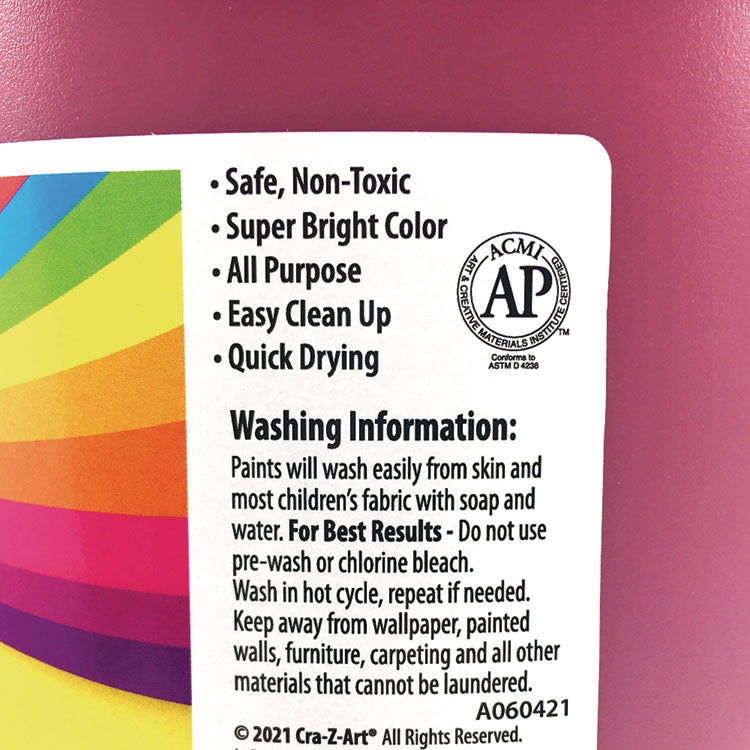 Washable Kids Paint, Red, 1 Gal Bottle