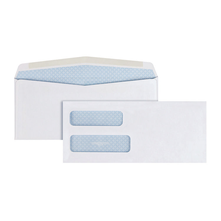 Double Window Security-Tinted Check Envelope, #10, Commercial Flap, Gummed Closure, 4.13 X 9.5, White, 500/box
