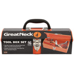 16-Piece Light-Duty Office Tool Kit, Metal Box, Red