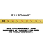 ExtraMark Tape Measure, 1" x 35 ft, Steel, Orange/Black
