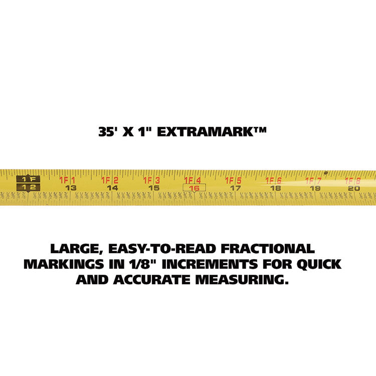 ExtraMark Tape Measure, 1" x 35 ft, Steel, Orange/Black